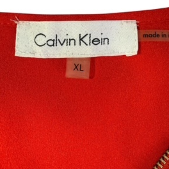 Calvin Klein Sleeveless Tangerine 1/4 Gold Look Zip Relaxed Fit Top Size XL - Picture 6 of 7